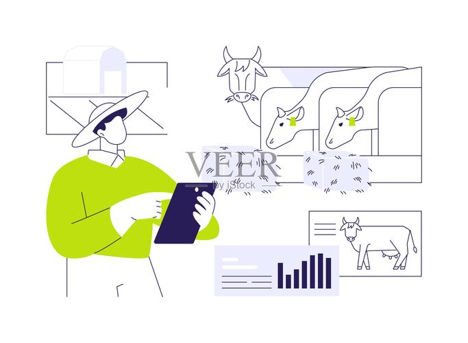 牲畜饲养统计的抽象概念矢量插图